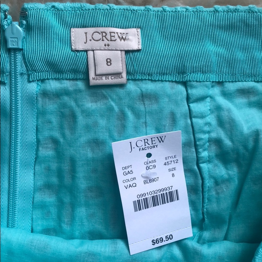NWT! J. Crew Aqua Blue Eyelet Skirt! - Picture 5 of 5
